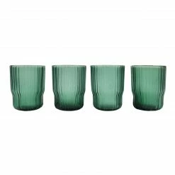Nkuku Set of 4 Teal Fali Glass Tumblers