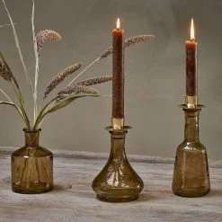 Nkuku Sepia Tall Sirsa Glass Candlestick Holder