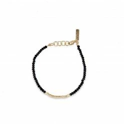 Nkuku Kitara Bead Bracelet Onyx & Gold
