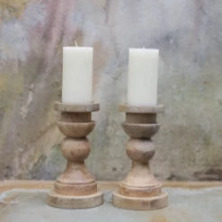 Nkuku Kibibi Mango Wood Single Candlestick