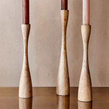 Nkuku Himba Mango Wood Candlestick - Natural - Small 3 Nkuku Himba Mango Wood Candlestick - Natural - Small