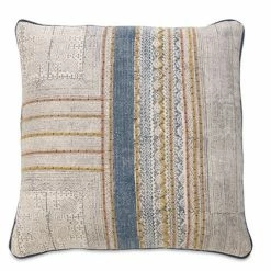 Nkuku Funda Cojín Azul con Cenefas