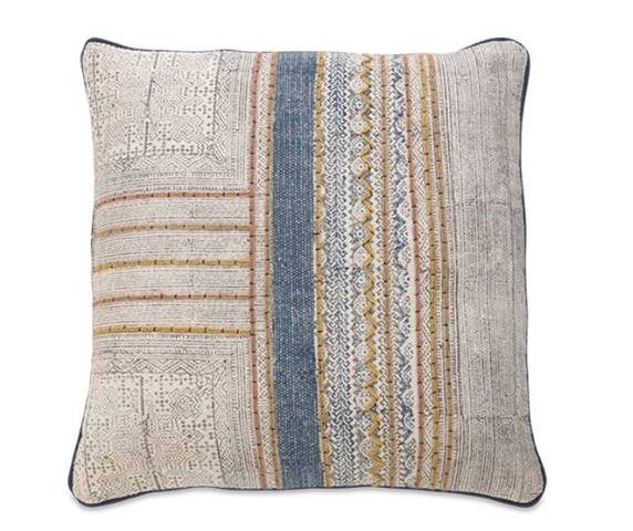 Nkuku Funda Cojín Azul con Cenefas 1 Nkuku Funda Cojín Azul con Cenefas