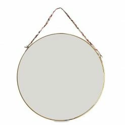 Nkuku Small Kiko Antique Brass Round Mirror