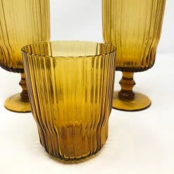 Nkuku Ribbed Amber Glass Tumbler