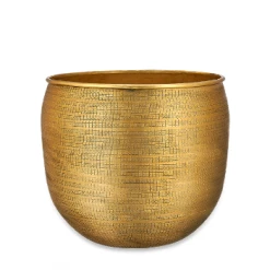 Nkuku Tembesi Etched Planter - Antique Brass - Medium