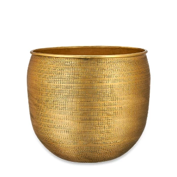 Nkuku Tembesi Etched Planter - Antique Brass - Medium 1 Nkuku Tembesi Etched Planter - Antique Brass - Medium