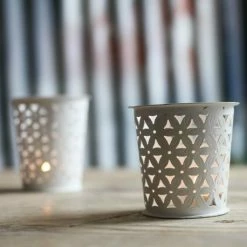 Nkuku Small White Petal Pot T-Light Holder 6 Nkuku Small White Petal Pot T-Light Holder